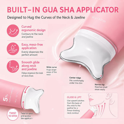 PDRN Collagen Gua Sha Neck Wrinkle Cream with Built-In Neck Massager